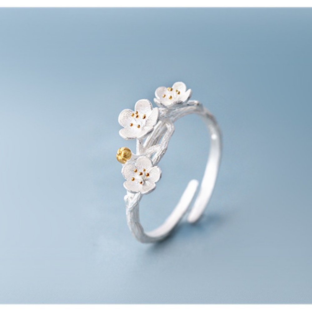 NEW 925 Sterling Silver Flower Adjustable Ring - Picture 5 of 8
